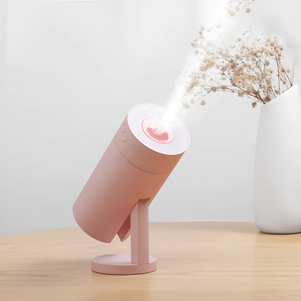Folding Bracket Humidifier USB Desktop Humidification 5V Car Office Air Atomizer ABS PP 70x70x156mm 320ml Tank Continuous 6 Hours White Pink Blue