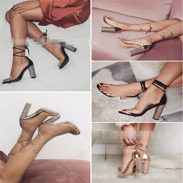 Women's black and gold pointed toe high heel shoes with plastic construction