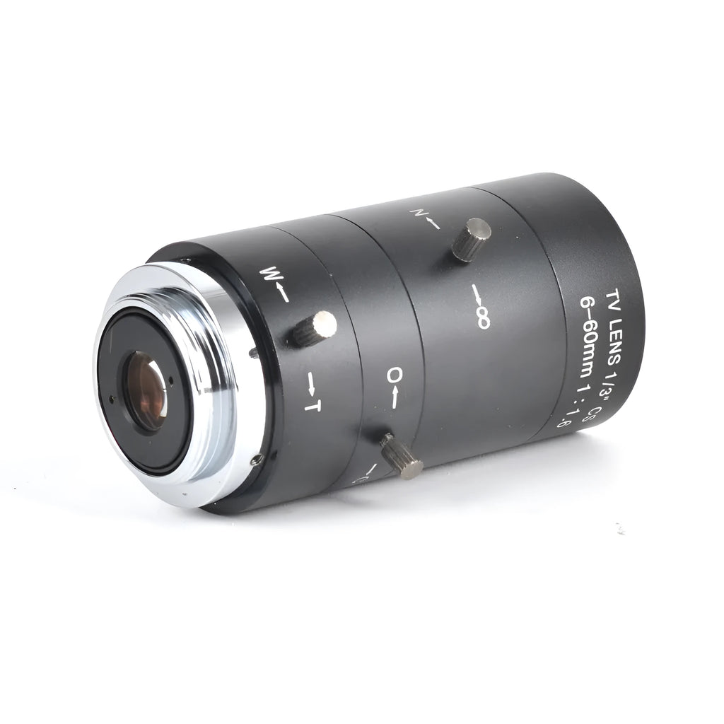 Black 6-60mm manual aperture CCTV camera lens with CS mount for security systems