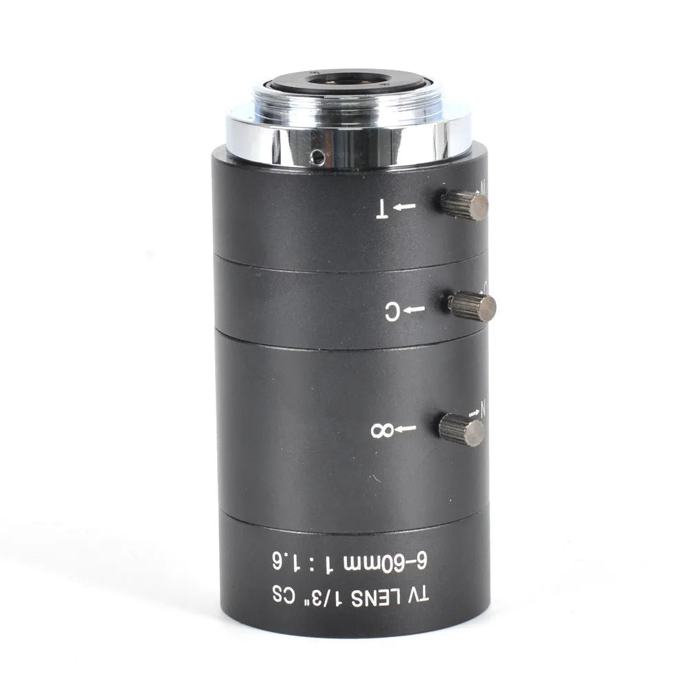 Black 6-60mm manual aperture CCTV camera lens with CS mount for security systems