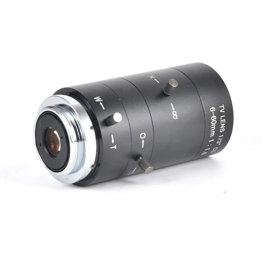 Black 6-60mm manual aperture CCTV camera lens with CS mount for security systems
