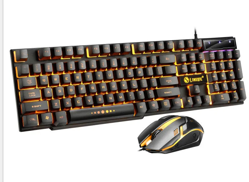 Limei Gtx300 gaming keyboard and mouse set showing backlit keys and multiple colour options