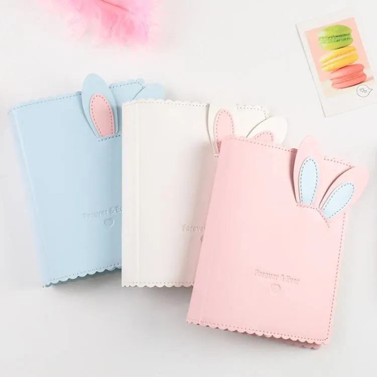 Cute Bunny Mini Photo Album in pink, blue, or white with loose-leaf pages