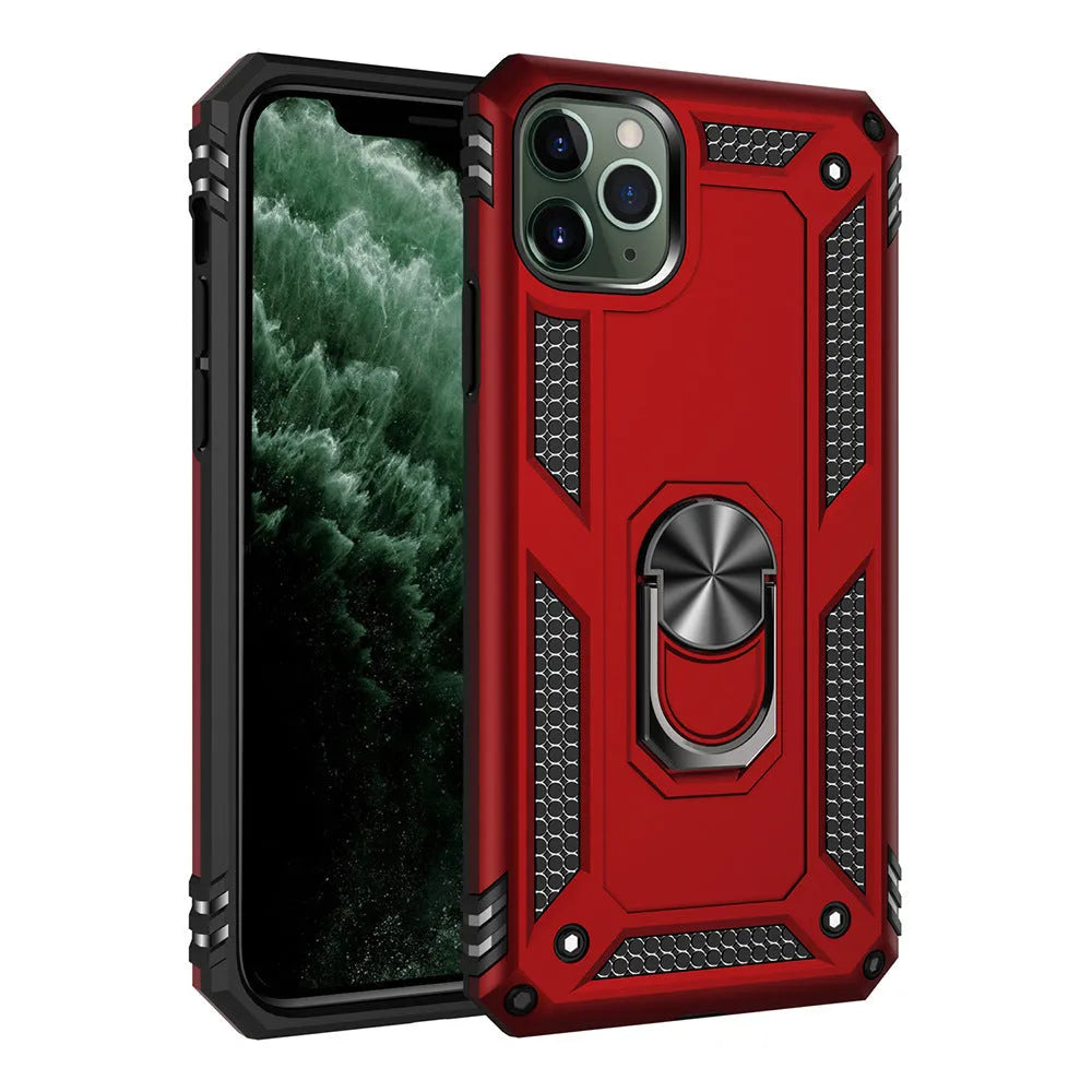 Dark green TPU and PC back cover case for Apple iPhone on a table.