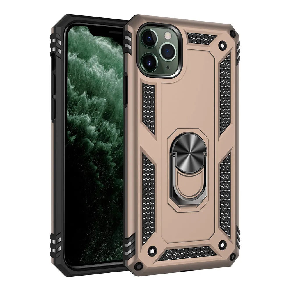 Dark green TPU and PC back cover case for Apple iPhone on a table.
