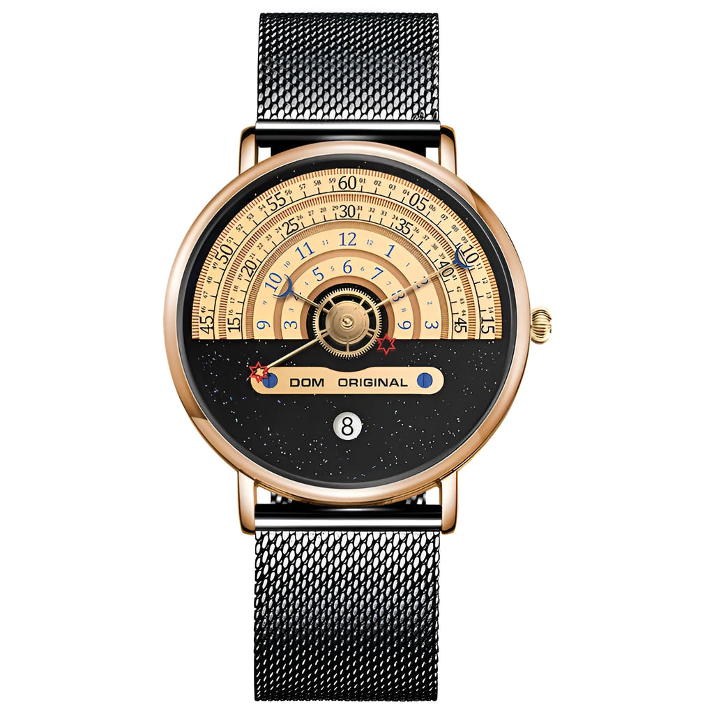 Men's gold and silver sports watch with 40mm dial and stainless steel or leather straps