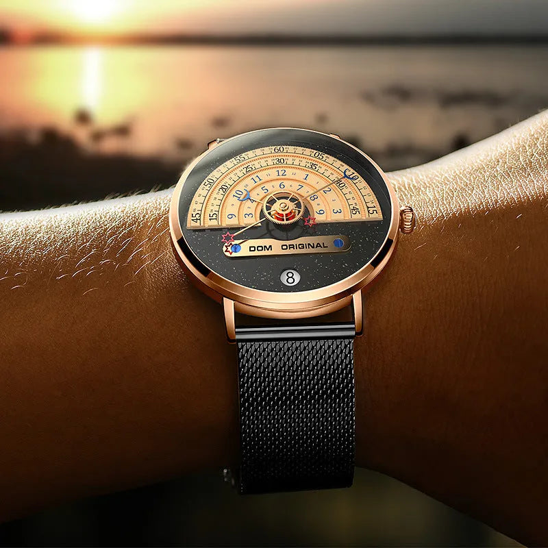 Men's gold and silver sports watch with 40mm dial and stainless steel or leather straps