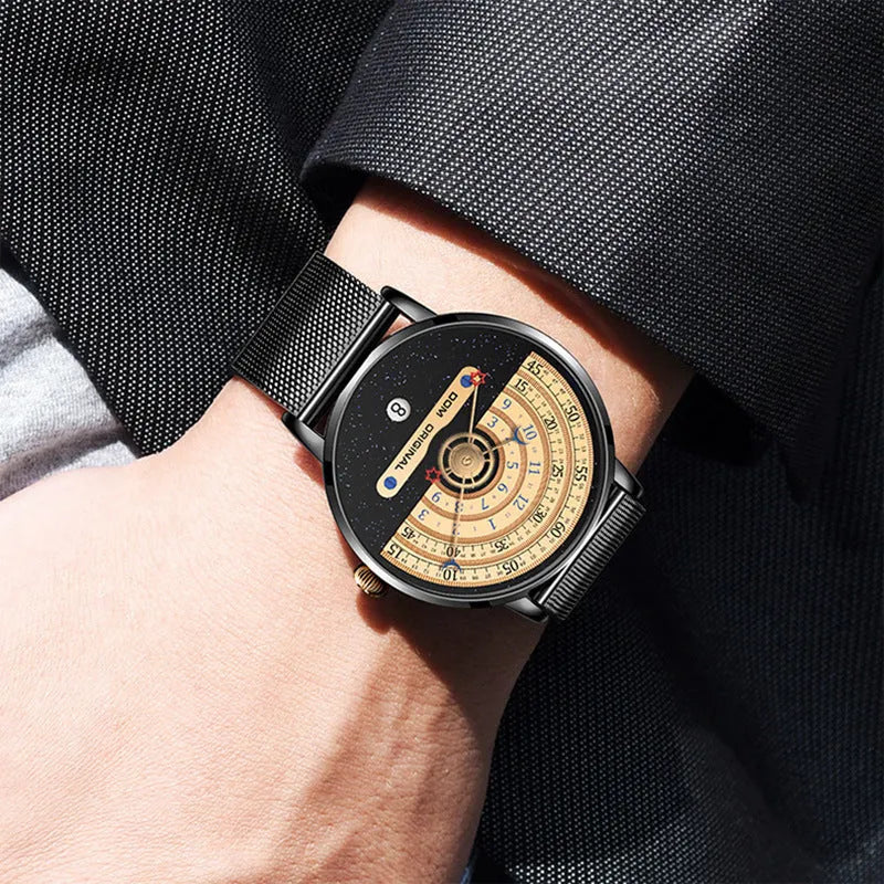 Men's gold and silver sports watch with 40mm dial and stainless steel or leather straps