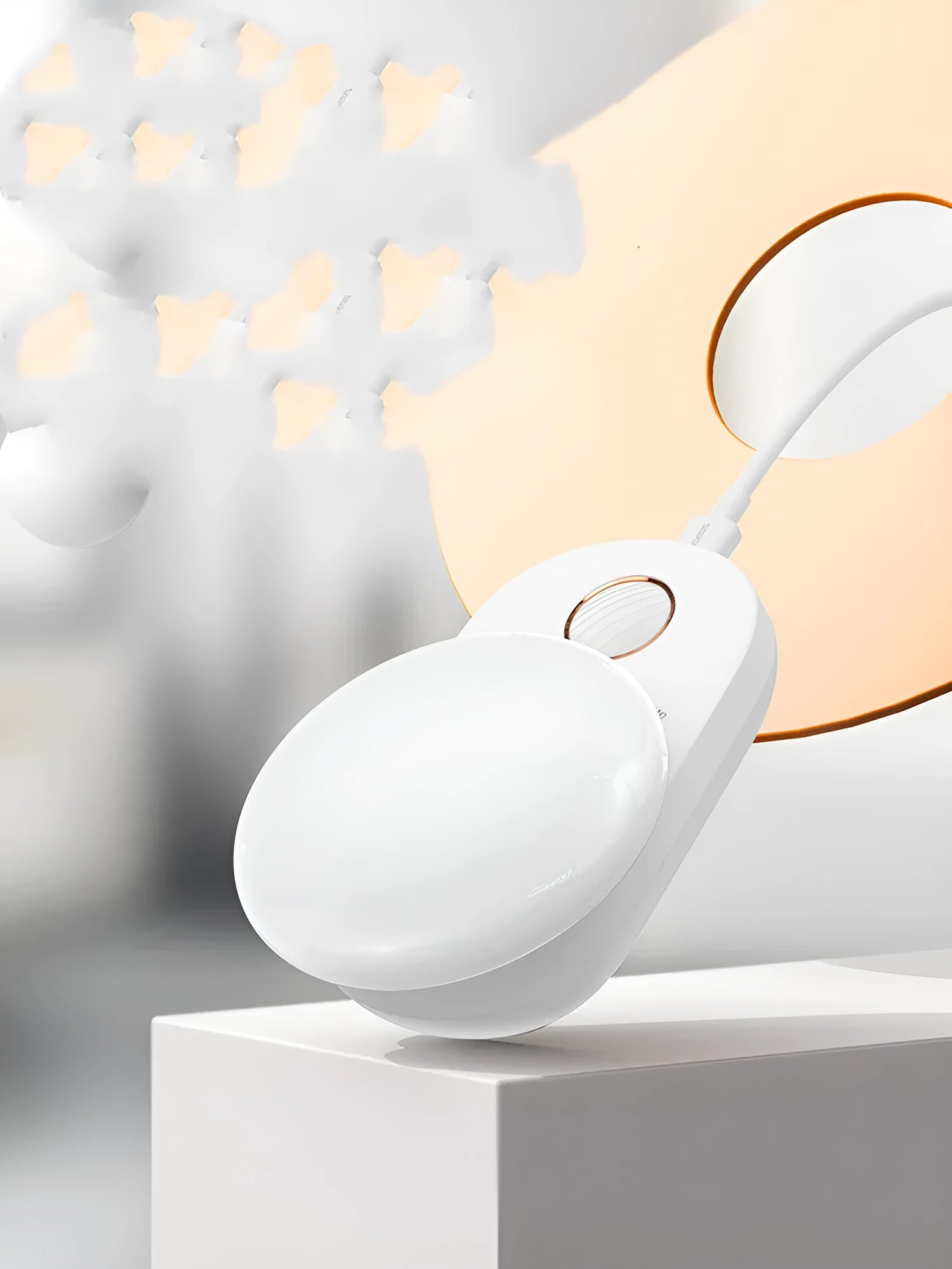 Baseus white rechargeable LED night light with motion sensor for bedroom bedside.