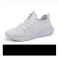 Men's black and white breathable mesh sneakers with lace-up closure and PVC sole