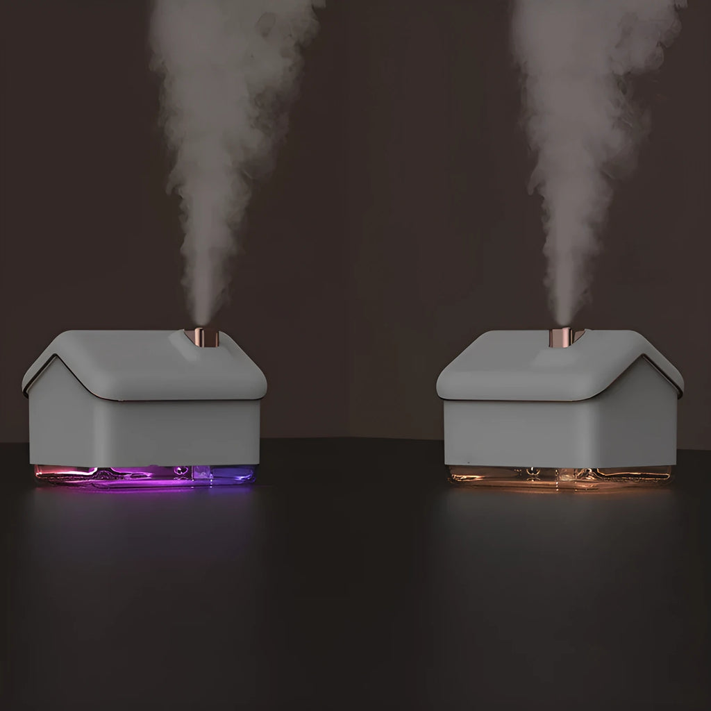 White ultrasonic humidifier diffuser with LED light and 300ml water tank