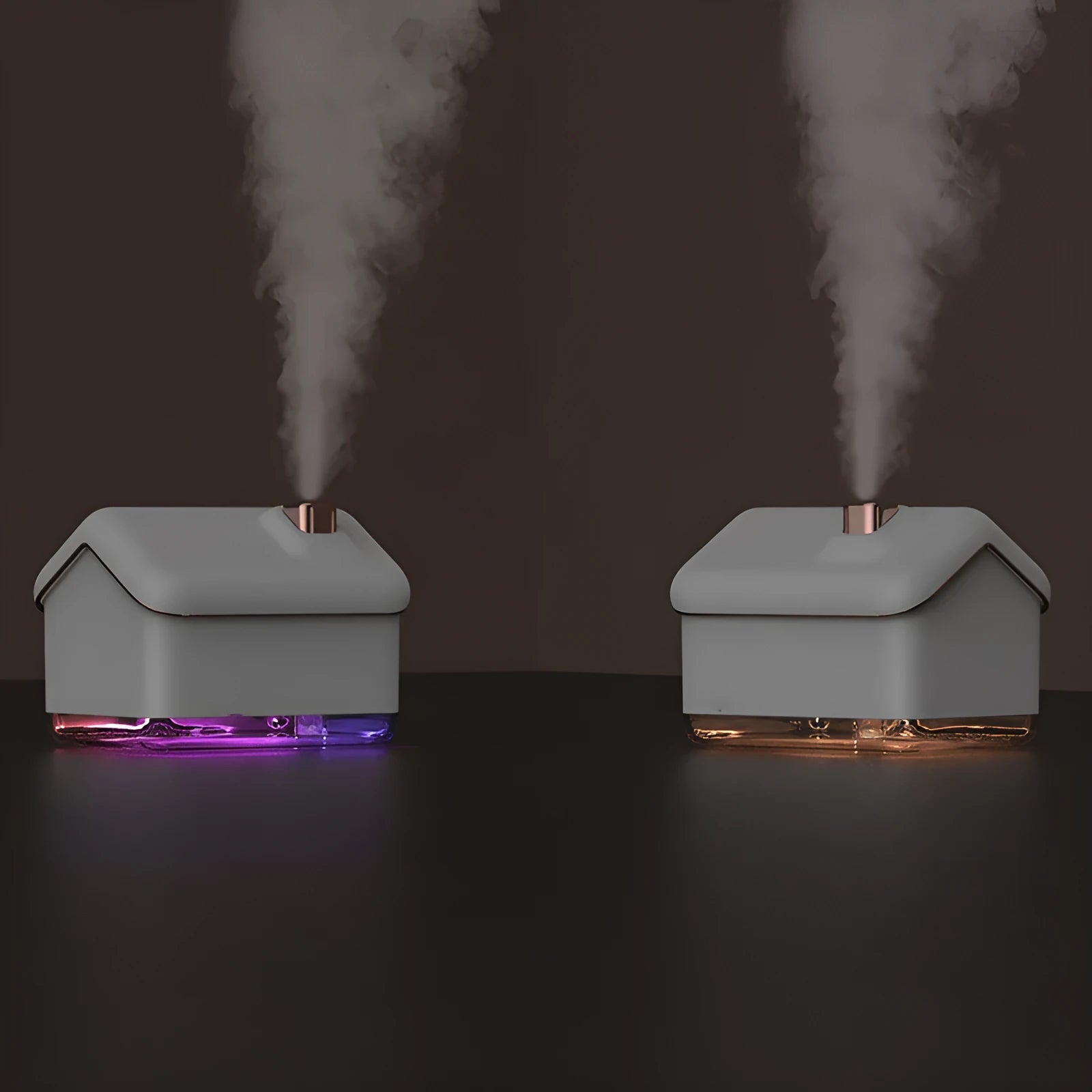 White ultrasonic humidifier diffuser with LED light and 300ml water tank