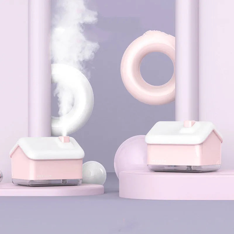 White ultrasonic humidifier diffuser with LED light and 300ml water tank