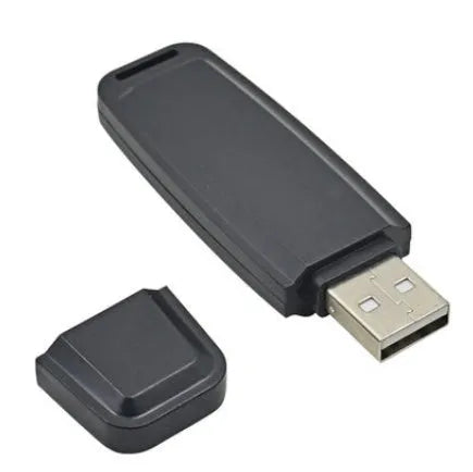 SK-001 black and white USB flash drive with voice function showing compact size