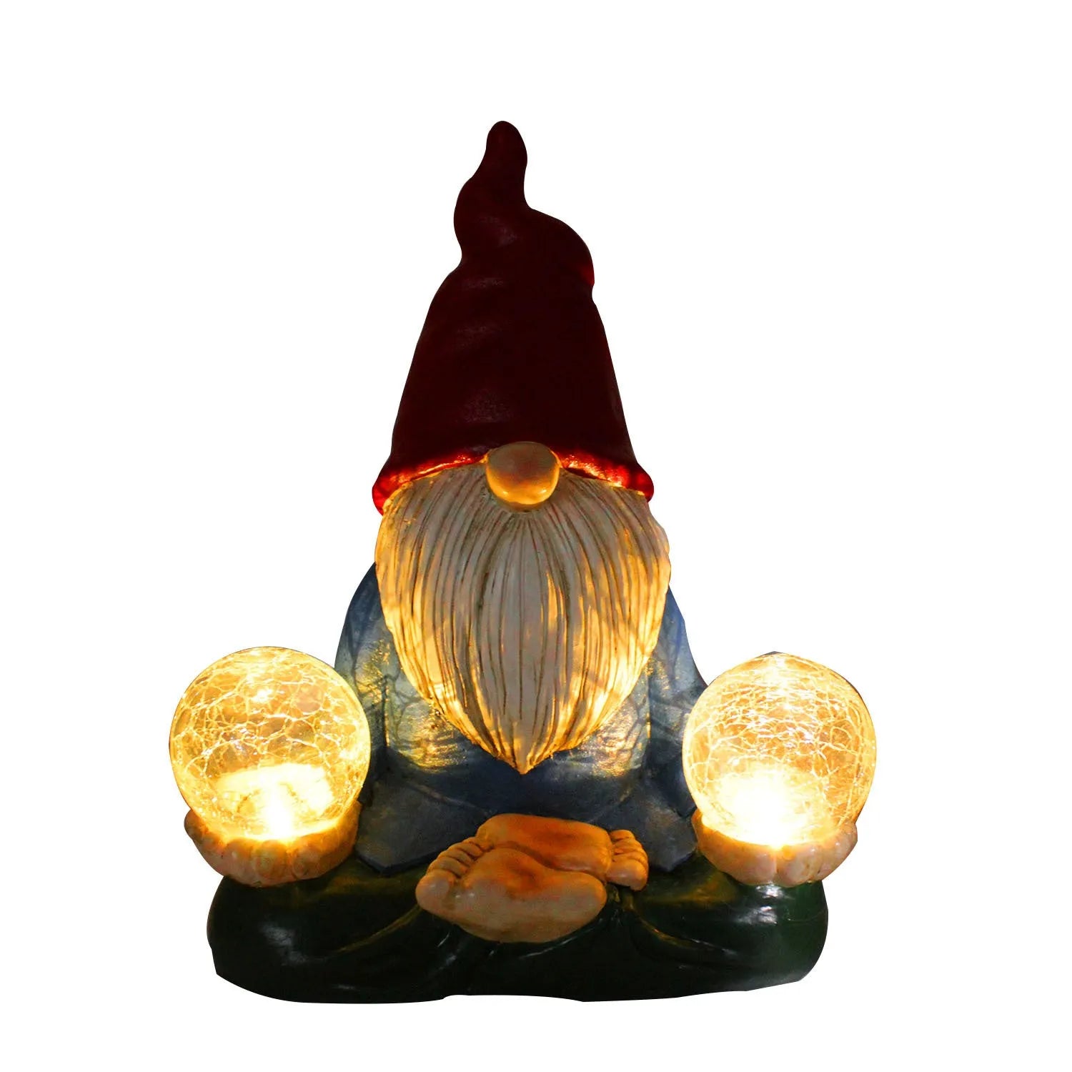 Solar LED resin dwarf doll outdoor ornament with faceless old man design measuring 27x20cm