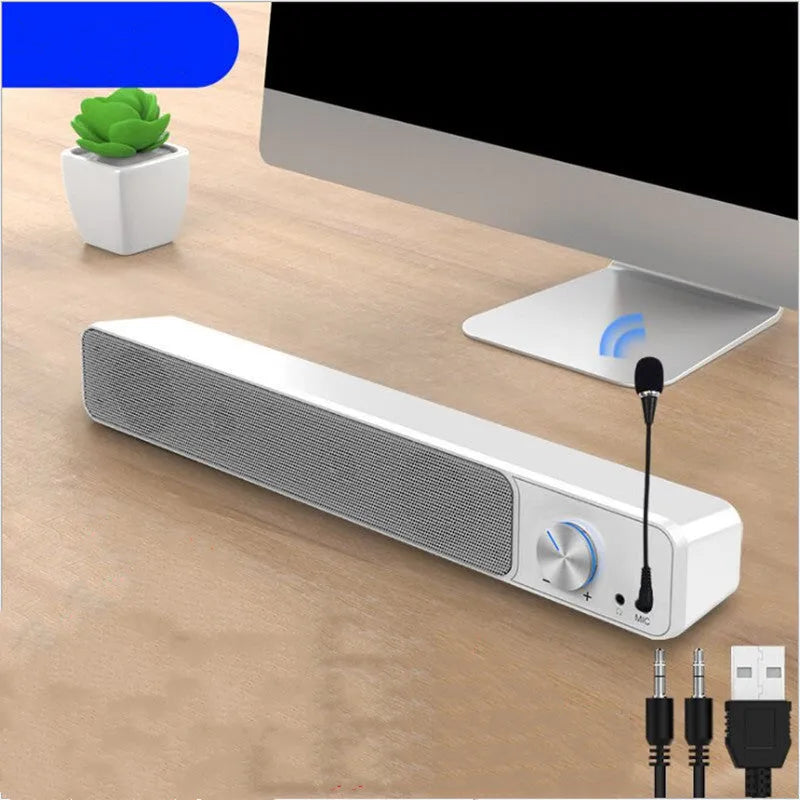G18 black and white computer desktop speakers with USB and Bluetooth connectivity options