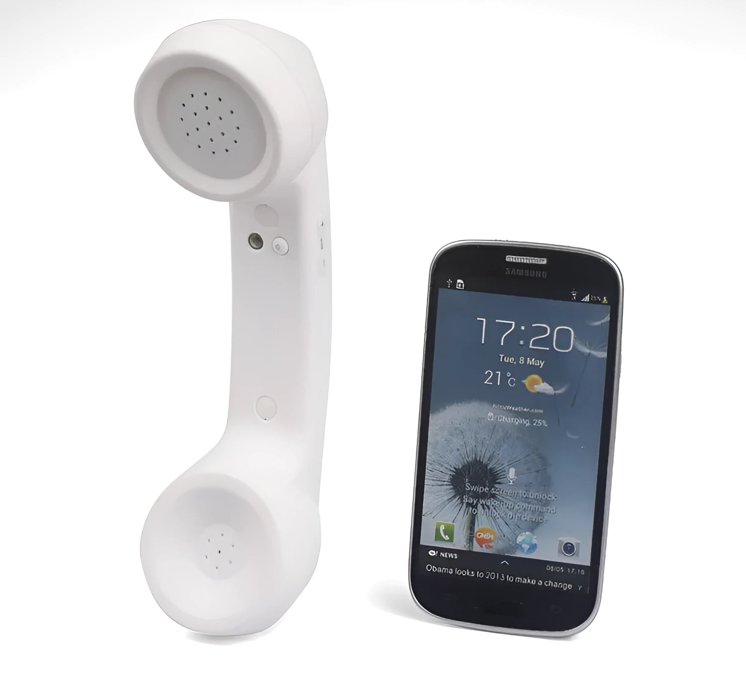 Retro-style Bluetooth wireless phone headset in multiple colours with hanging ear design and microphone boom.