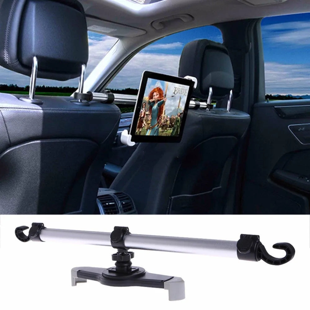 Universal ABS tablet stand in black colour holding a tablet in landscape orientation