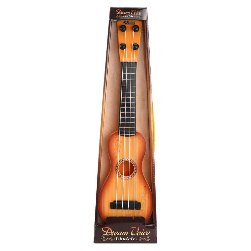 Plastic simulation ukulele toy for children with retro design and safe construction