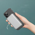 Silver Apple wireless magnetic charging power bank with USB-C port and slim aluminium design