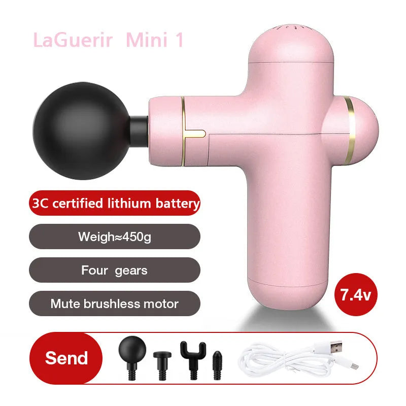Mini fascia gun pocket muscle relaxation massager 7.4V 420g in black
