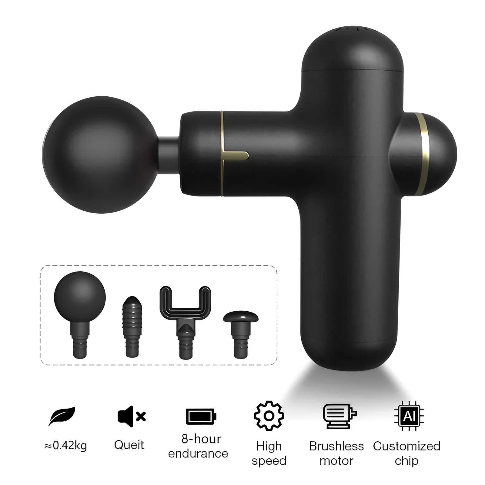 Mini fascia gun pocket muscle relaxation massager 7.4V 420g in black
