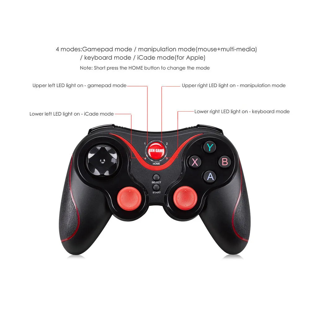 Black wireless Bluetooth gamepad controller for mobile gaming on Android and iOS devices