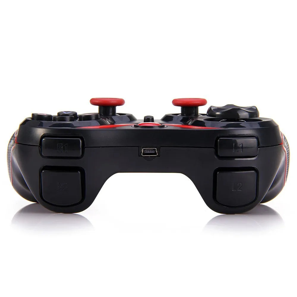 Black wireless Bluetooth gamepad controller for mobile gaming on Android and iOS devices