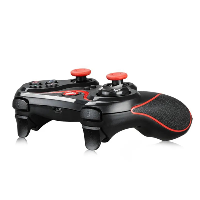 Black wireless Bluetooth gamepad controller for mobile gaming on Android and iOS devices