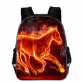 Horse animal head cartoon lightning school backpack in polyester with zipper opening