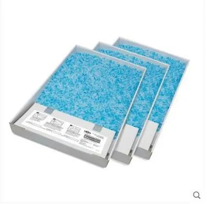 Three automatic litter box replacement trays pre-filled with white crystal sand in plastic housing