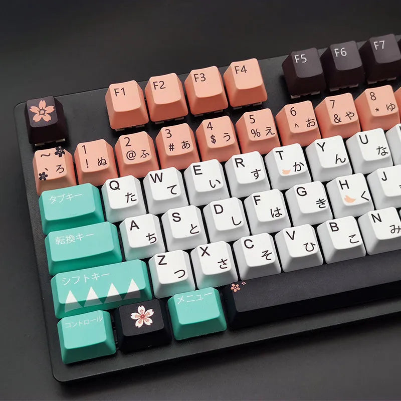 Set of solid green mechanical keyboard keycaps with Cherry MX compatible stems on a white background.
