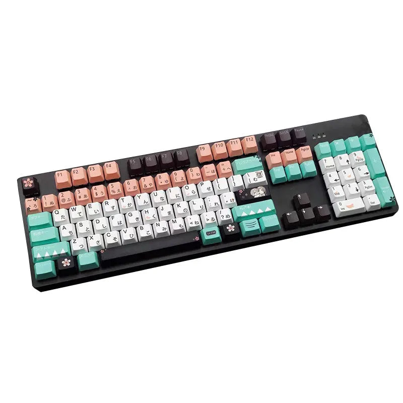 Set of solid green mechanical keyboard keycaps with Cherry MX compatible stems on a white background.