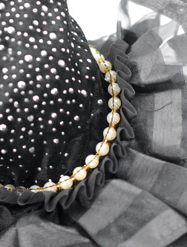 Black polyester princess-style dog skirt for small to large pets on white background