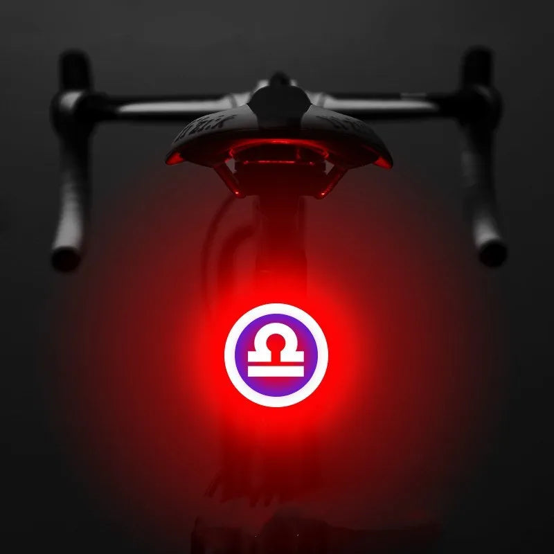 Bicycle intelligent auto brake sensor tail light in streamlined zodiac design, lightweight 56g, rechargeable LED tail light for bike