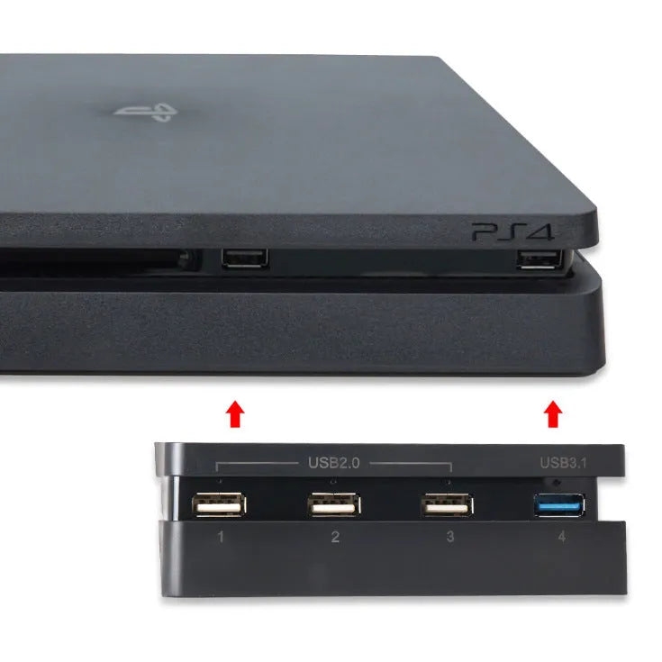 Black PS4 Slim Hub USB 2.0 3.0 extender accessory for PlayStation 4 console