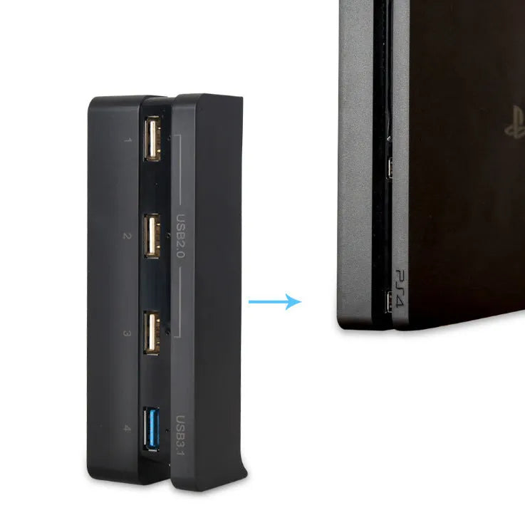 Black PS4 Slim Hub USB 2.0 3.0 extender accessory for PlayStation 4 console