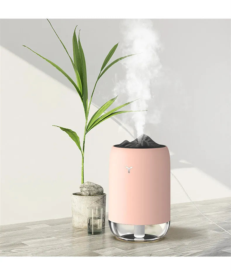 Magic Flame columnar humidifier diffuser in white with USB cable and single fog outlet