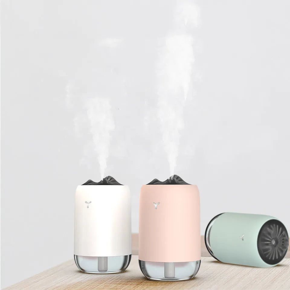 Magic Flame columnar humidifier diffuser in white with USB cable and single fog outlet