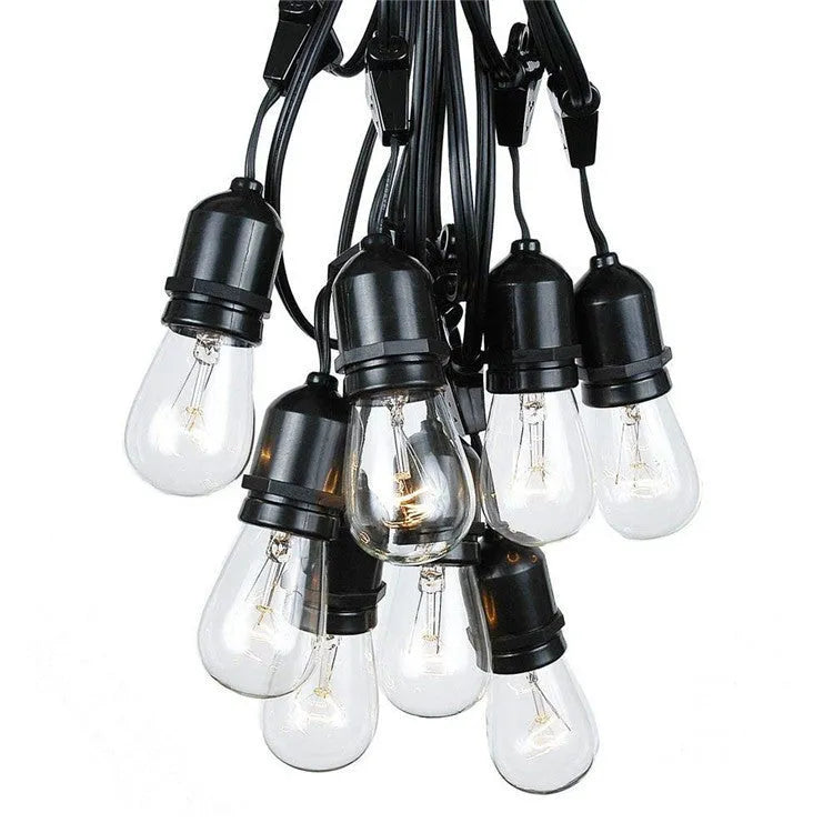 Black decorative light string showing 15 metre version with bulbs and 5 metre customisable option
