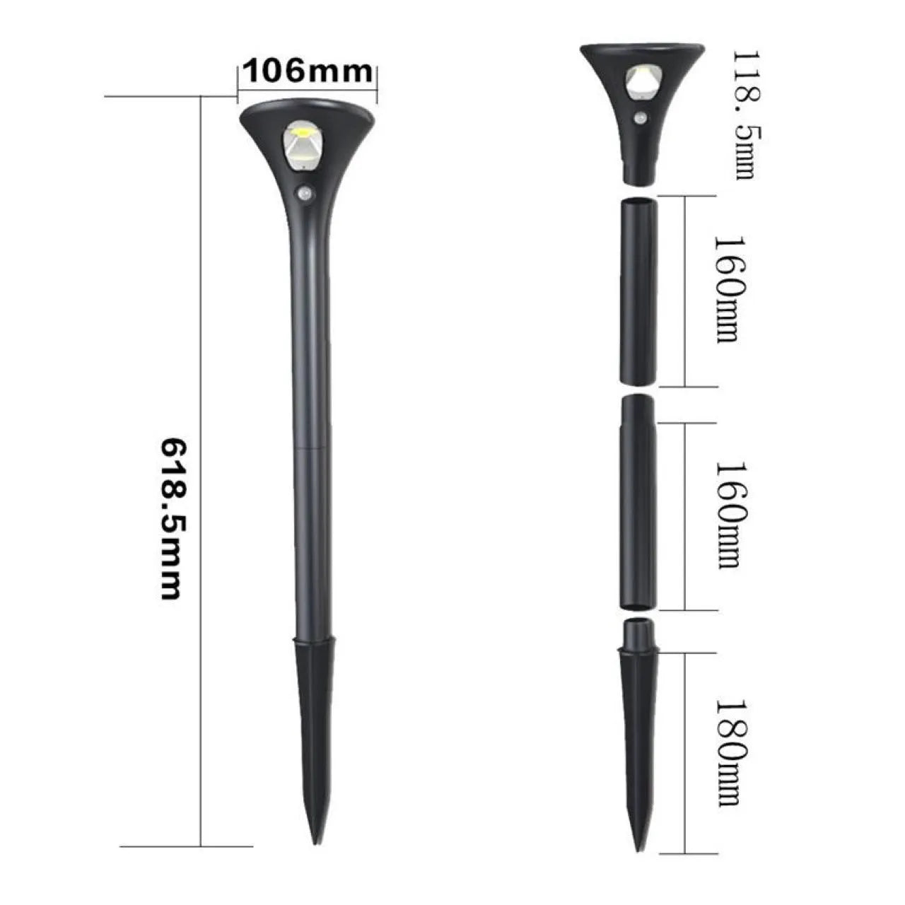 Solar induction ground plug light with lamp pole for outdoor garden installation