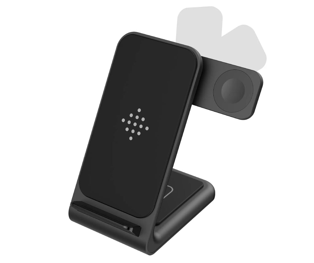 Three-in-one wireless charging bracket for mobile phone, smartwatch and earbuds