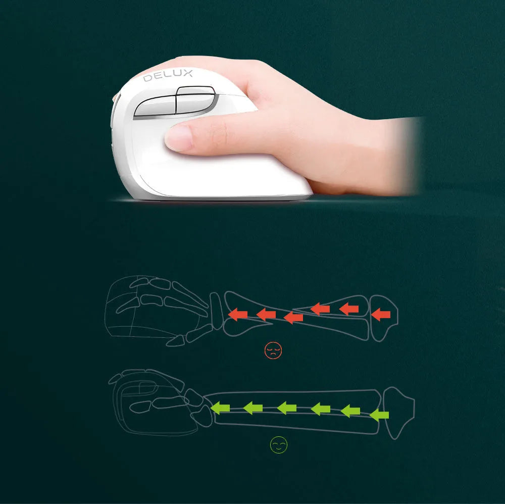 Pearl white M618mini wireless vertical mouse with dual mode Bluetooth and 2.4G connectivity