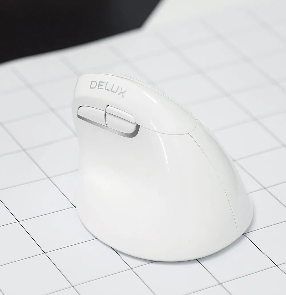 Pearl white M618mini wireless vertical mouse with dual mode Bluetooth and 2.4G connectivity
