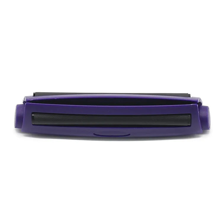 Manual plastic cigarette maker for shredded tobacco, shown in multiple colours with 110mm length.