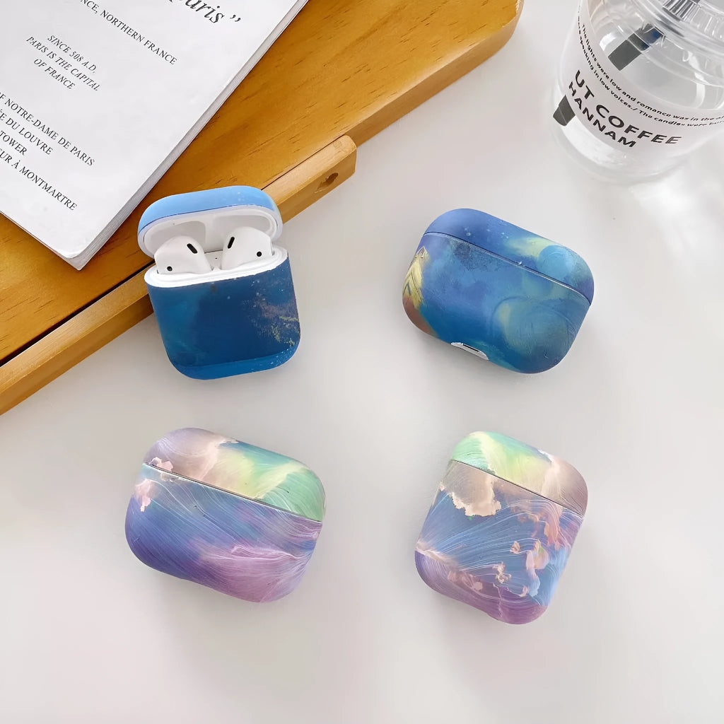 Pink watercolour hard plastic protective case for AirPods Pro and AirPods 1/2 charging case