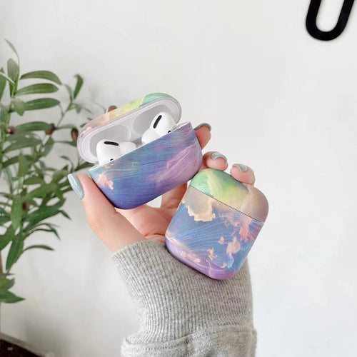 Pink watercolour hard plastic protective case for AirPods Pro and AirPods 1/2 charging case