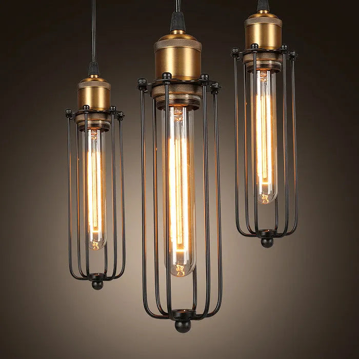 Brown iron gladiator chandelier with Nordic retro industrial design for ceiling lighting.