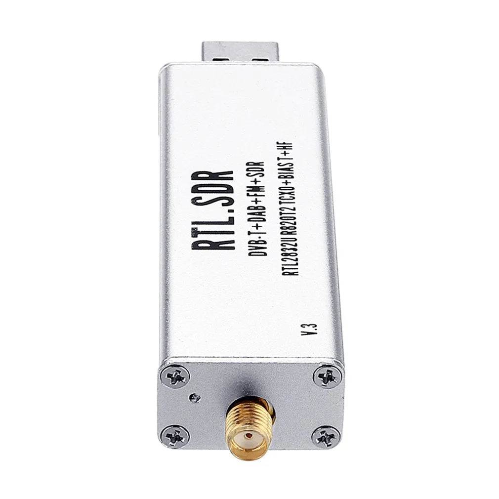 Black metal A300U software-defined radio receiver with SMA connector for 25MHz-1700MHz frequency coverage