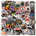 Pack of 50 bicycle doodle stickers showing mountain bike and bicycle patterns for frame decoration
